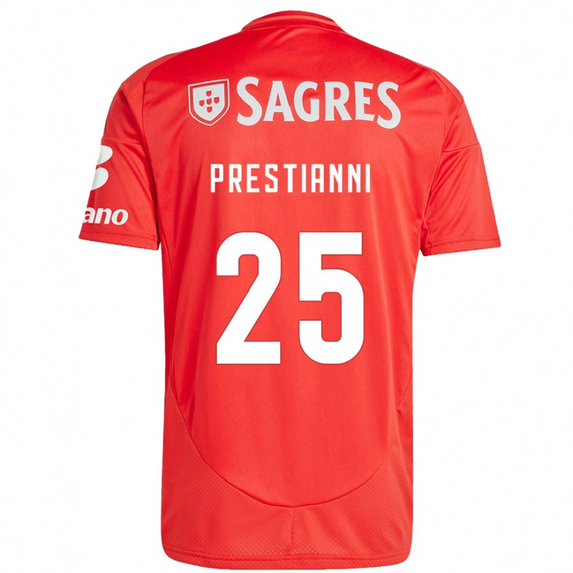 Danxen Uomo Maglia Gianluca Prestianni #25 Rosso Bianco Kit Gara Home 2024/25 Maglietta