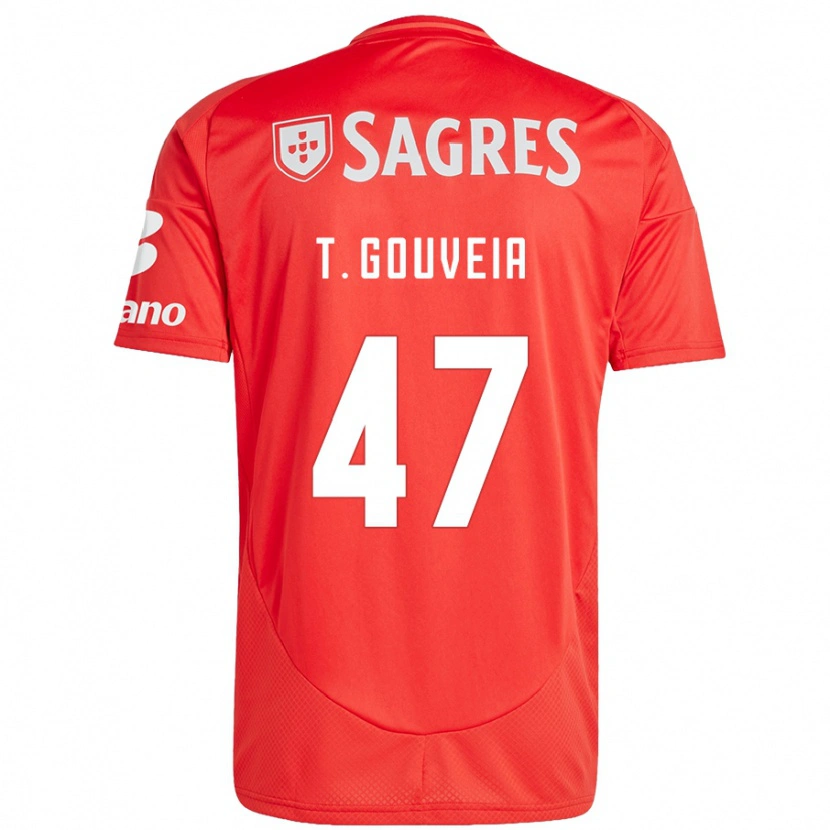 Danxen Uomo Maglia Tiago Gouveia #47 Rosso Bianco Kit Gara Home 2024/25 Maglietta