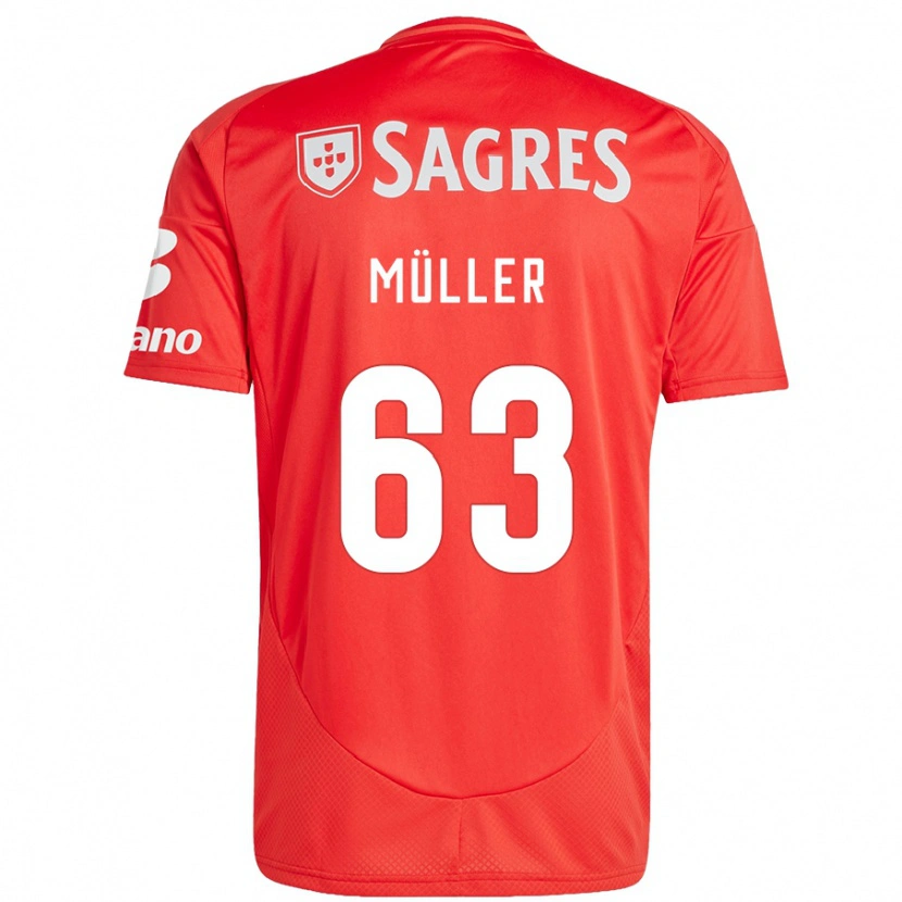 Danxen Uomo Maglia José Müller #63 Rosso Bianco Kit Gara Home 2024/25 Maglietta