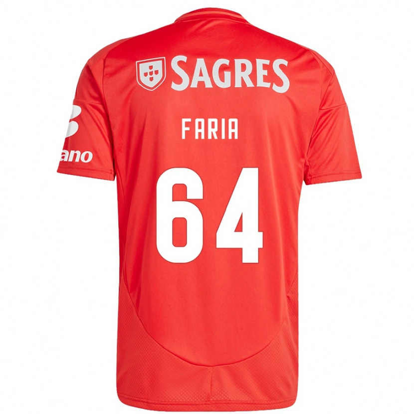 Danxen Uomo Maglia Hugo Faria #64 Rosso Bianco Kit Gara Home 2024/25 Maglietta