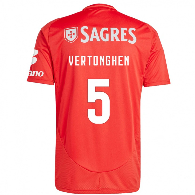 Danxen Uomo Maglia Jan Vertonghen #5 Rosso Bianco Kit Gara Home 2024/25 Maglietta