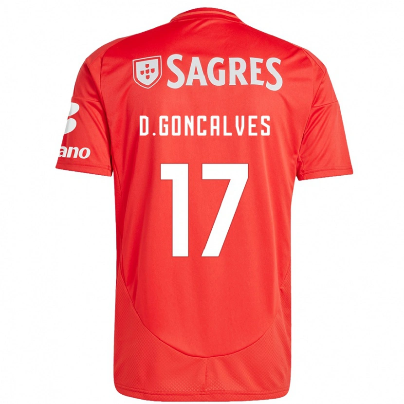 Danxen Uomo Maglia Diogo Goncalves #17 Rosso Bianco Kit Gara Home 2024/25 Maglietta