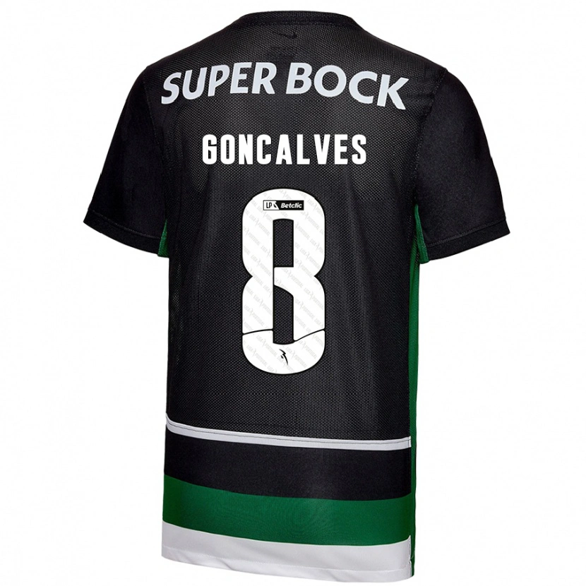 Danxen Uomo Maglia Pedro Gonçalves #8 Nero Bianco Verde Kit Gara Home 2024/25 Maglietta