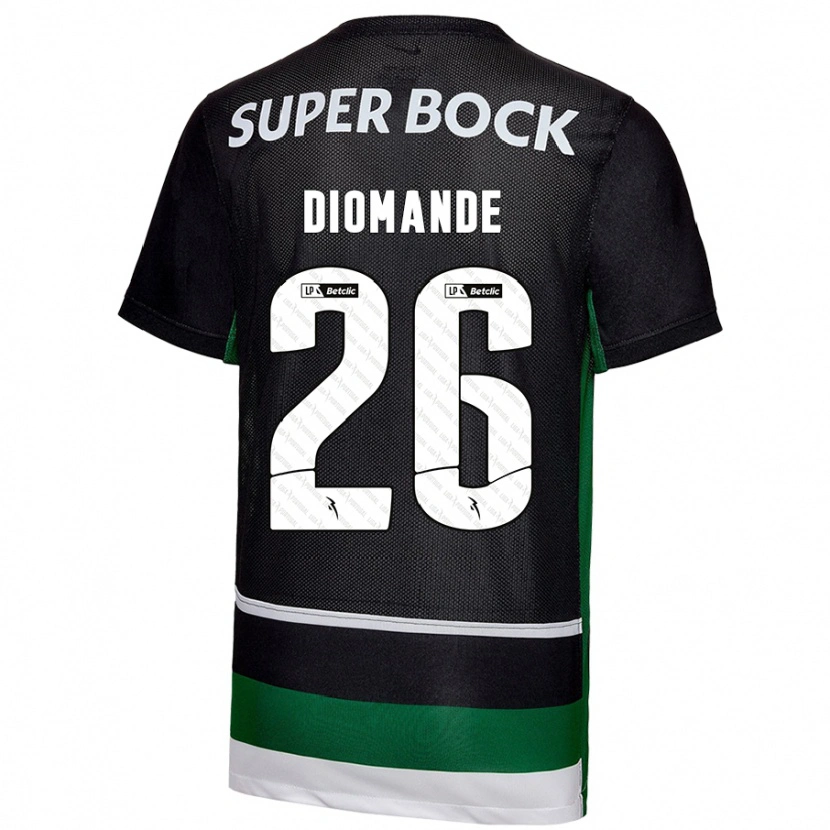 Danxen Uomo Maglia Ousmane Diomande #26 Nero Bianco Verde Kit Gara Home 2024/25 Maglietta