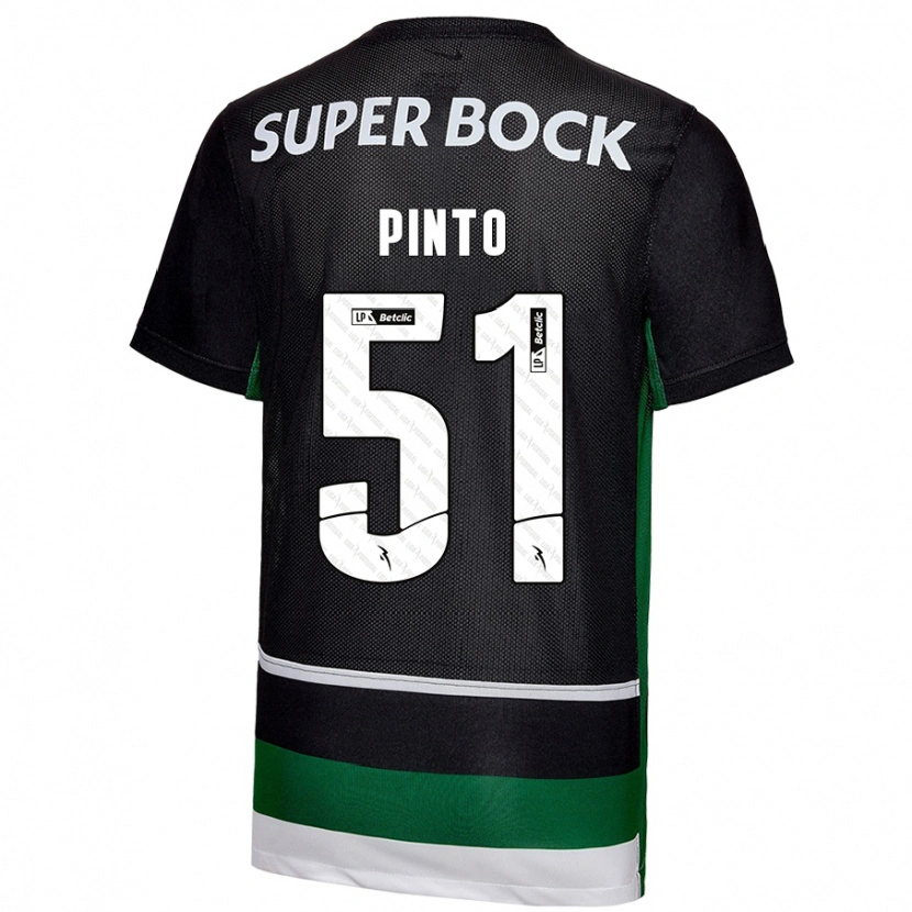 Danxen Uomo Maglia Diogo Pinto #51 Nero Bianco Verde Kit Gara Home 2024/25 Maglietta