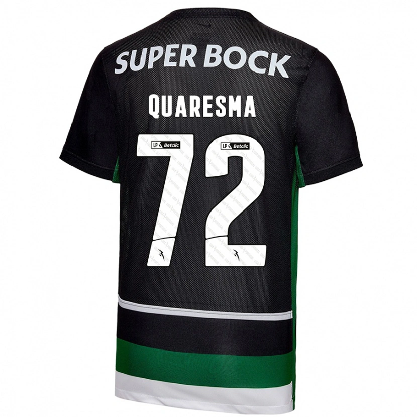 Danxen Uomo Maglia Eduardo Quaresma #72 Nero Bianco Verde Kit Gara Home 2024/25 Maglietta