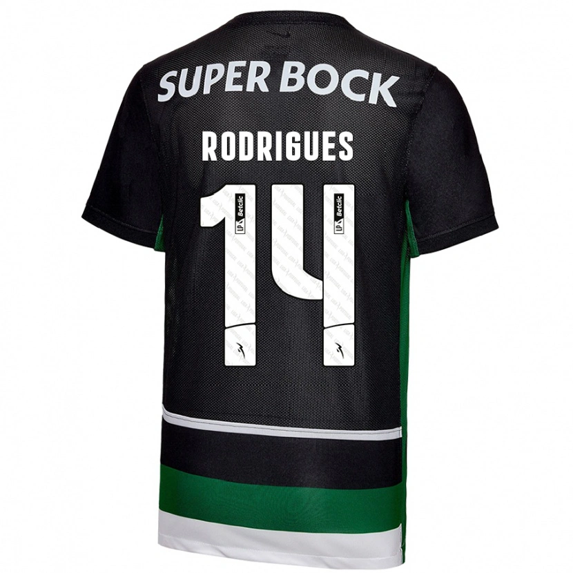 Danxen Uomo Maglia Paulo Rodrigues #14 Nero Bianco Verde Kit Gara Home 2024/25 Maglietta