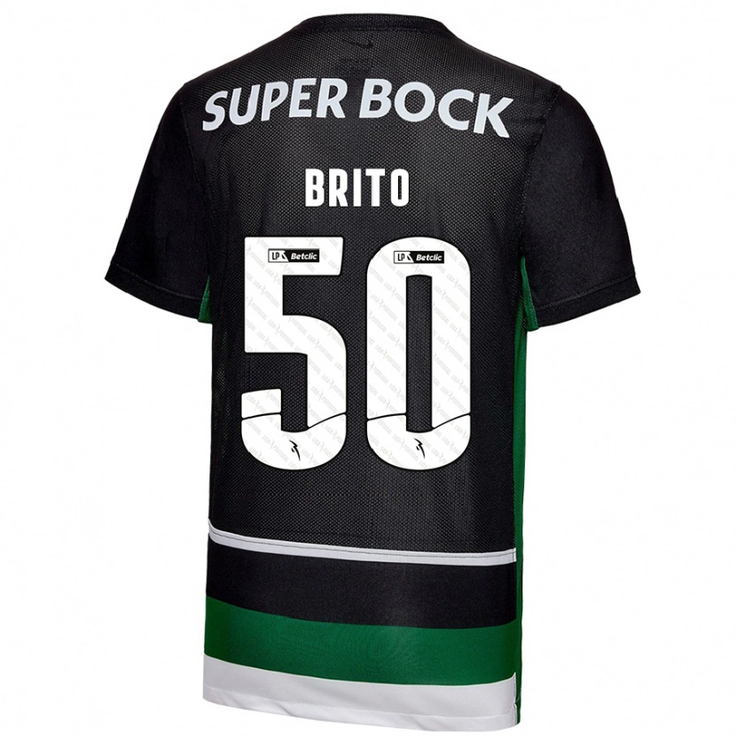 Danxen Uomo Maglia Alexandre Brito #50 Nero Bianco Verde Kit Gara Home 2024/25 Maglietta