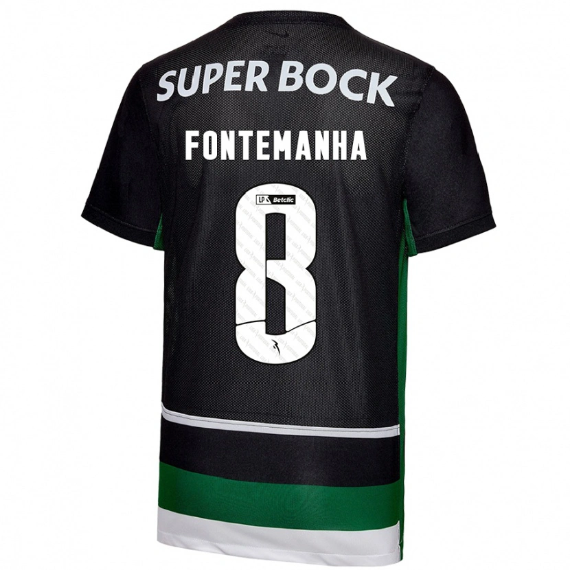Danxen Uomo Maglia Rita Fontemanha #8 Nero Bianco Verde Kit Gara Home 2024/25 Maglietta