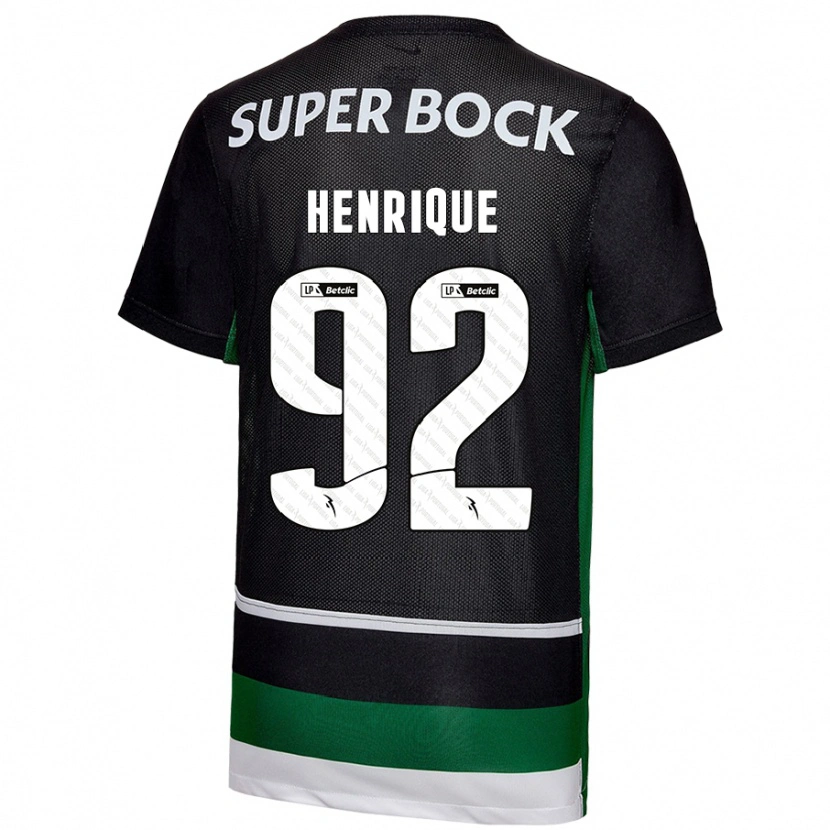 Danxen Uomo Maglia Eduardo Henrique #92 Nero Bianco Verde Kit Gara Home 2024/25 Maglietta