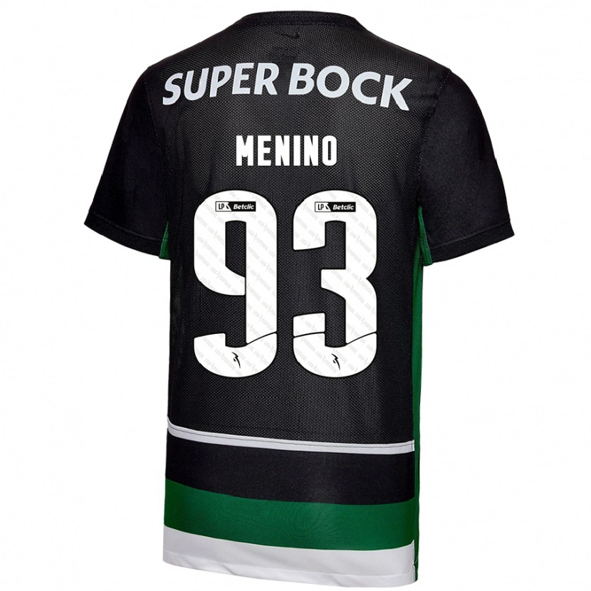 Danxen Uomo Maglia Miguel Menino #93 Nero Bianco Verde Kit Gara Home 2024/25 Maglietta