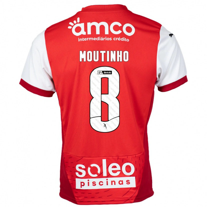 Danxen Uomo Maglia João Moutinho #8 Rosso Bianco Kit Gara Home 2024/25 Maglietta