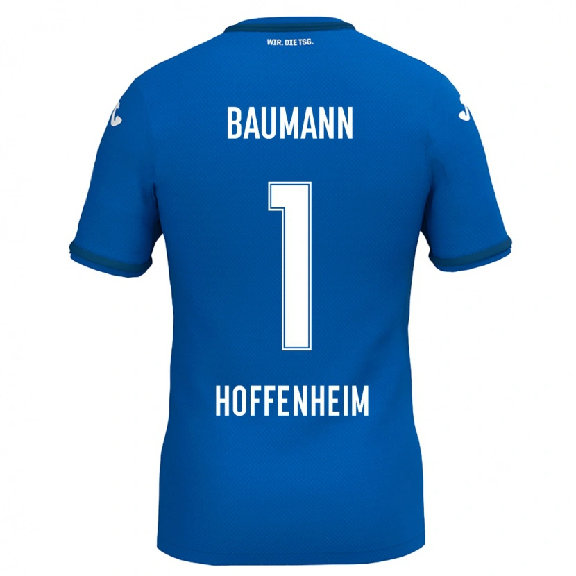 Danxen Uomo Maglia Oliver Baumann #1 Blu Reale Kit Gara Home 2024/25 Maglietta