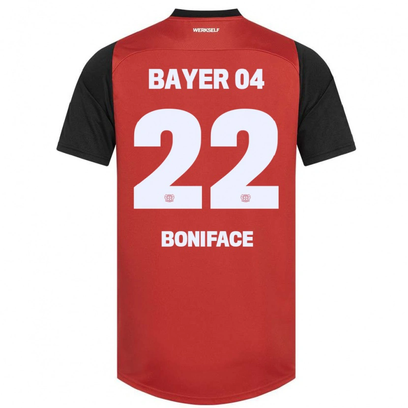 Danxen Uomo Maglia Victor Boniface #22 Rosso Nero Kit Gara Home 2024/25 Maglietta