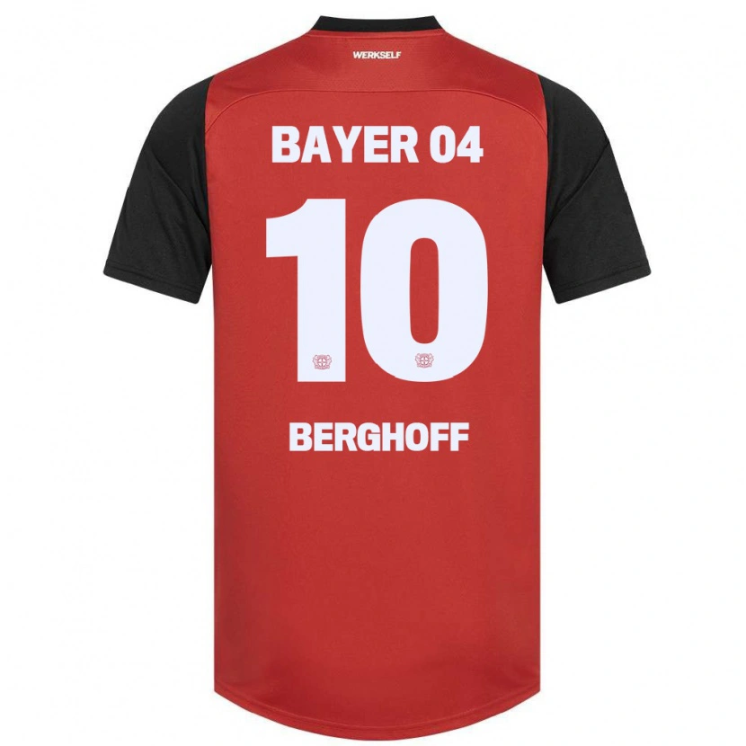 Danxen Uomo Maglia Jonah Berghoff #10 Rosso Nero Kit Gara Home 2024/25 Maglietta
