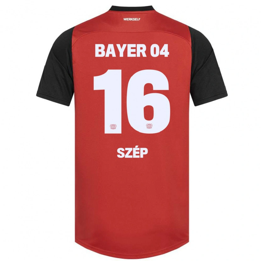 Danxen Uomo Maglia Márton Szép #16 Rosso Nero Kit Gara Home 2024/25 Maglietta