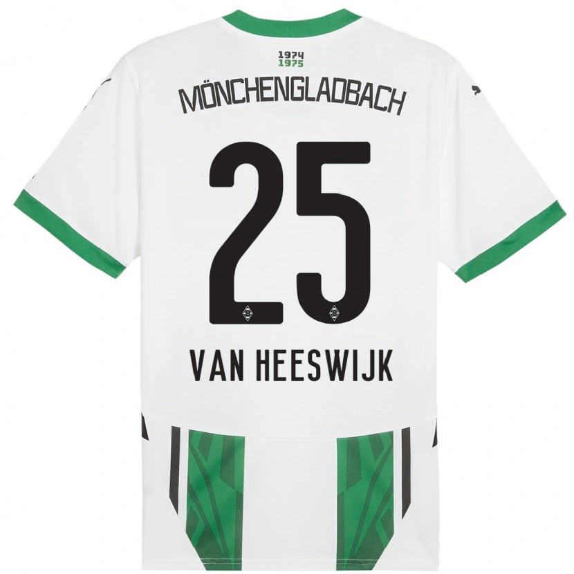 Danxen Uomo Maglia Amber Van Heeswijk #25 Bianco Verde Kit Gara Home 2024/25 Maglietta