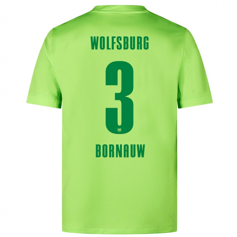 Danxen Uomo Maglia Sebastiaan Bornauw #3 Verde Fluorescente Kit Gara Home 2024/25 Maglietta