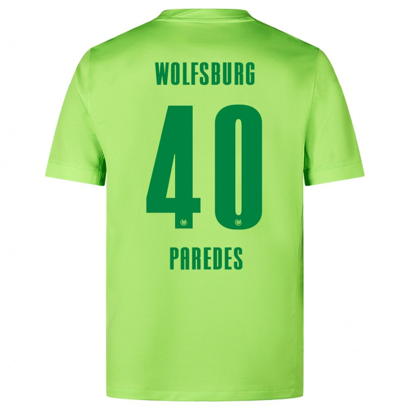 Danxen Uomo Maglia Kevin Paredes #40 Verde Fluorescente Kit Gara Home 2024/25 Maglietta