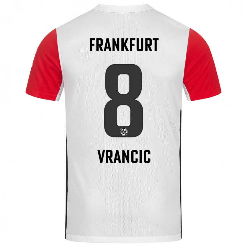 Danxen Uomo Maglia Mario Vrancic #8 Bianco Rosso Kit Gara Home 2024/25 Maglietta