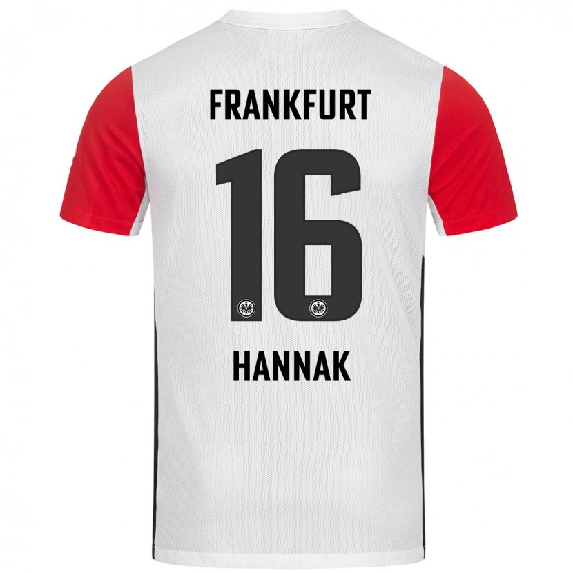 Danxen Uomo Maglia Tim Hannak #16 Bianco Rosso Kit Gara Home 2024/25 Maglietta