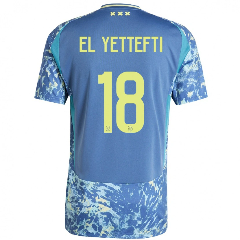 Danxen Uomo Maglia Adil Amghar El Yettefti #18 Grigio Blu Giallo Kit Gara Away 2024/25 Maglietta