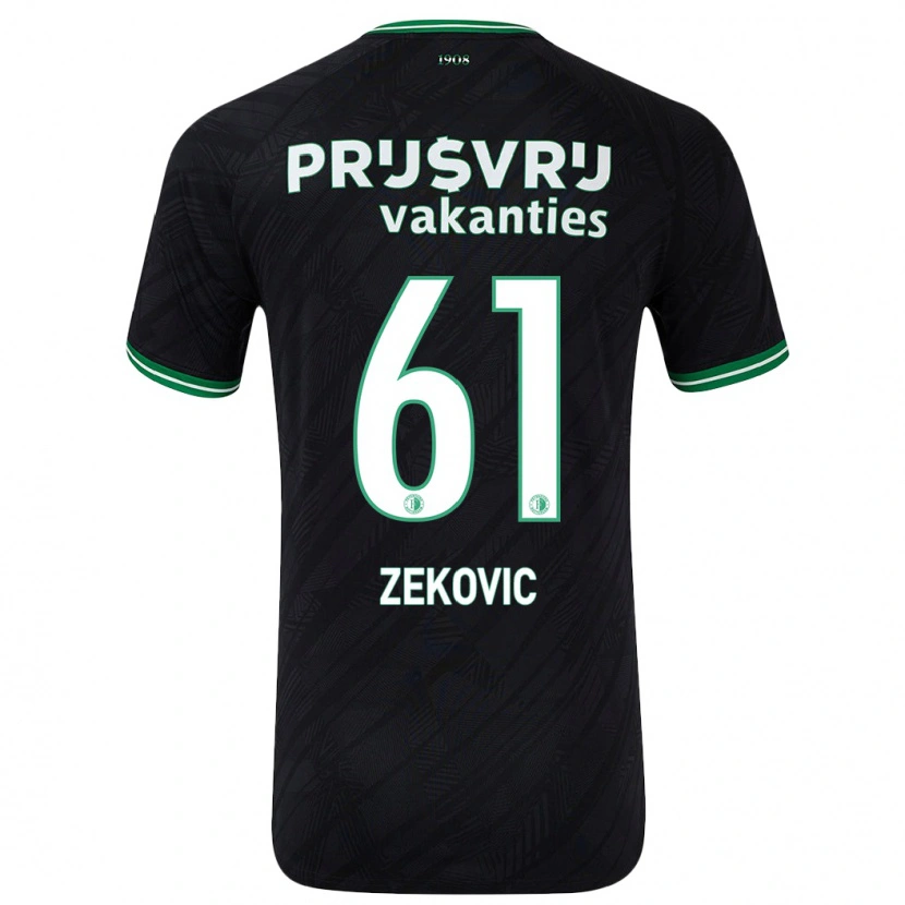 Danxen Uomo Maglia Aleks Zekovic #61 Nero Verde Kit Gara Away 2024/25 Maglietta