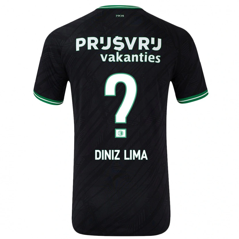 Danxen Uomo Maglia Lucas Diniz Lima #0 Nero Verde Kit Gara Away 2024/25 Maglietta