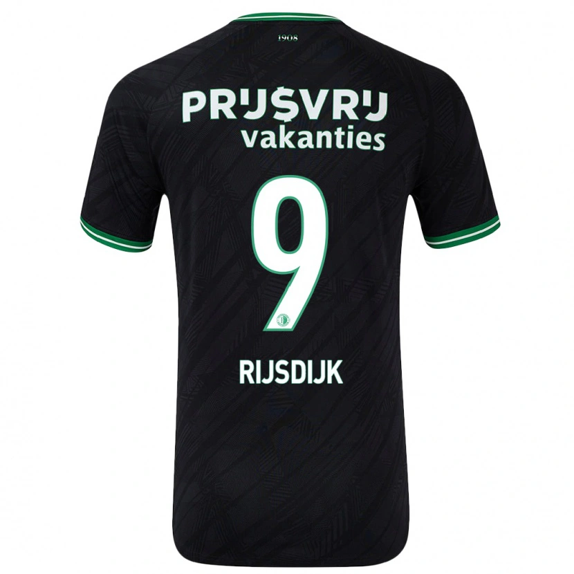 Danxen Uomo Maglia Pia Rijsdijk #9 Nero Verde Kit Gara Away 2024/25 Maglietta