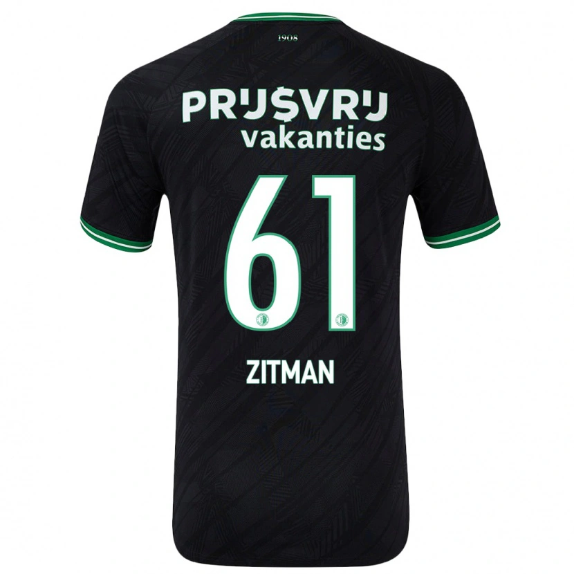 Danxen Uomo Maglia Sven Zitman #61 Nero Verde Kit Gara Away 2024/25 Maglietta