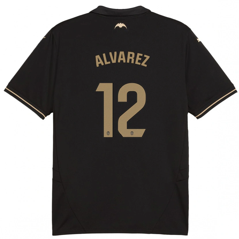 Danxen Uomo Maglia Sofia Alvarez #12 Nero Kit Gara Away 2024/25 Maglietta