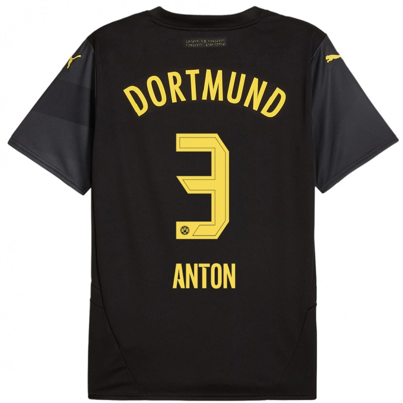 Danxen Uomo Maglia Waldemar Anton #3 Nero Giallo Kit Gara Away 2024/25 Maglietta