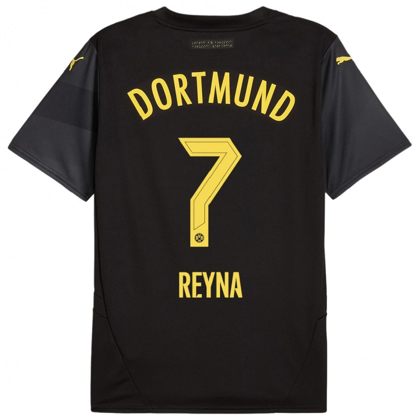 Danxen Uomo Maglia Giovanni Reyna #7 Nero Giallo Kit Gara Away 2024/25 Maglietta
