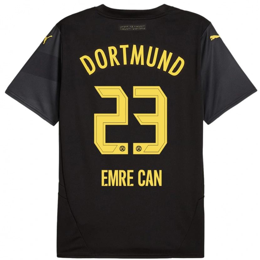 Danxen Uomo Maglia Emre Can #23 Nero Giallo Kit Gara Away 2024/25 Maglietta