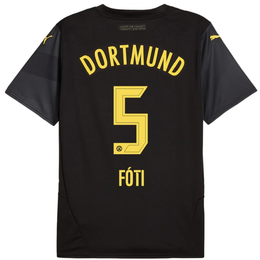 Danxen Uomo Maglia António Fóti #5 Nero Giallo Kit Gara Away 2024/25 Maglietta