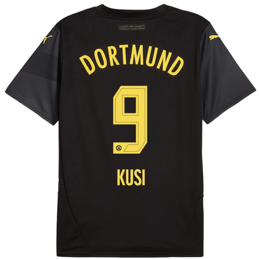 Danxen Uomo Maglia Jemain Kusi #9 Nero Giallo Kit Gara Away 2024/25 Maglietta