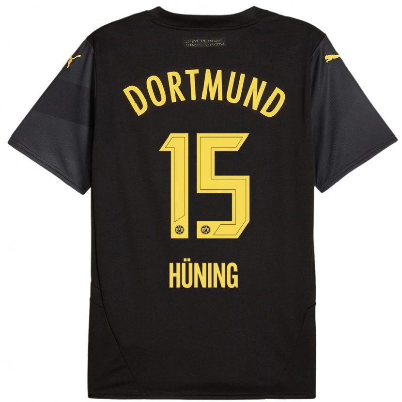 Danxen Uomo Maglia Ben Hüning #15 Nero Giallo Kit Gara Away 2024/25 Maglietta