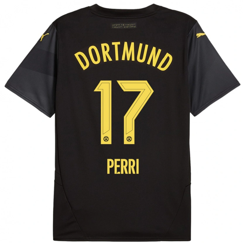 Danxen Uomo Maglia Luca Perri #17 Nero Giallo Kit Gara Away 2024/25 Maglietta
