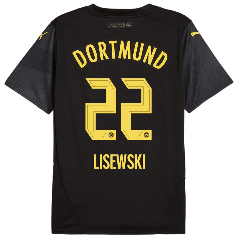 Danxen Uomo Maglia Robin Lisewski #22 Nero Giallo Kit Gara Away 2024/25 Maglietta