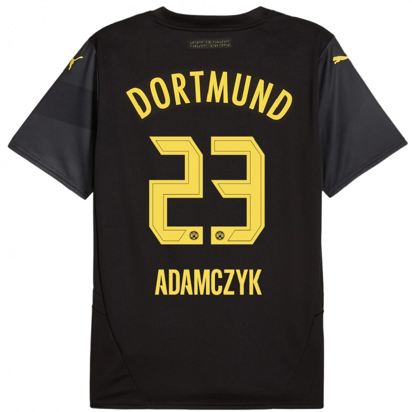 Danxen Uomo Maglia Nico Adamczyk #23 Nero Giallo Kit Gara Away 2024/25 Maglietta