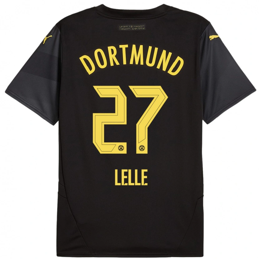 Danxen Uomo Maglia David Lelle #27 Nero Giallo Kit Gara Away 2024/25 Maglietta