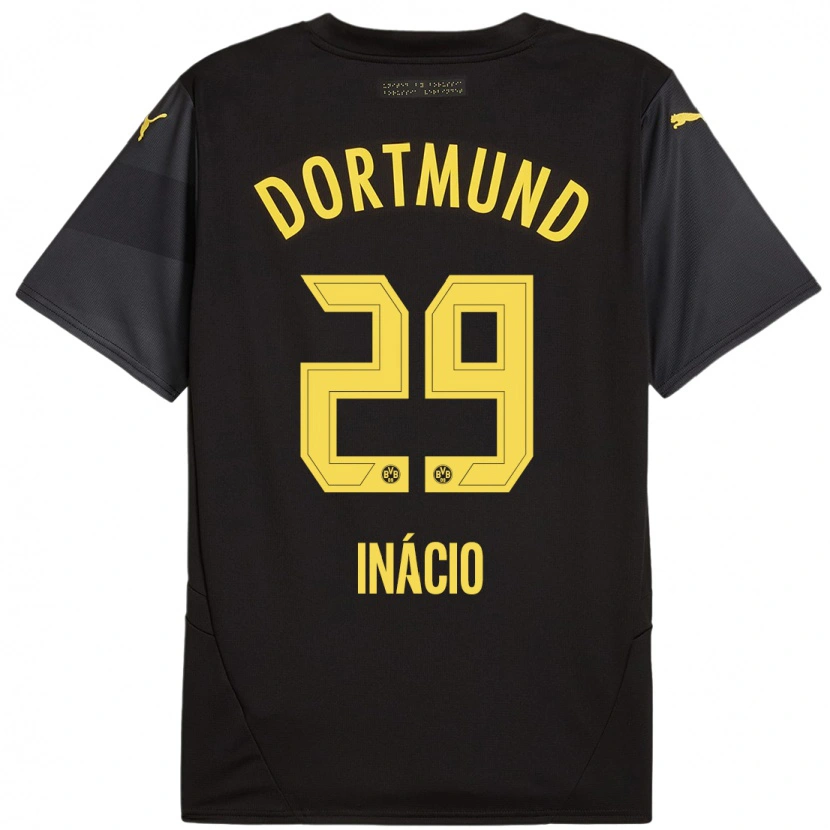 Danxen Uomo Maglia Samuele Inácio #29 Nero Giallo Kit Gara Away 2024/25 Maglietta