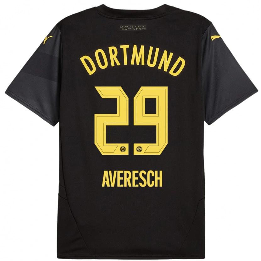 Danxen Uomo Maglia Noah Averesch #29 Nero Giallo Kit Gara Away 2024/25 Maglietta