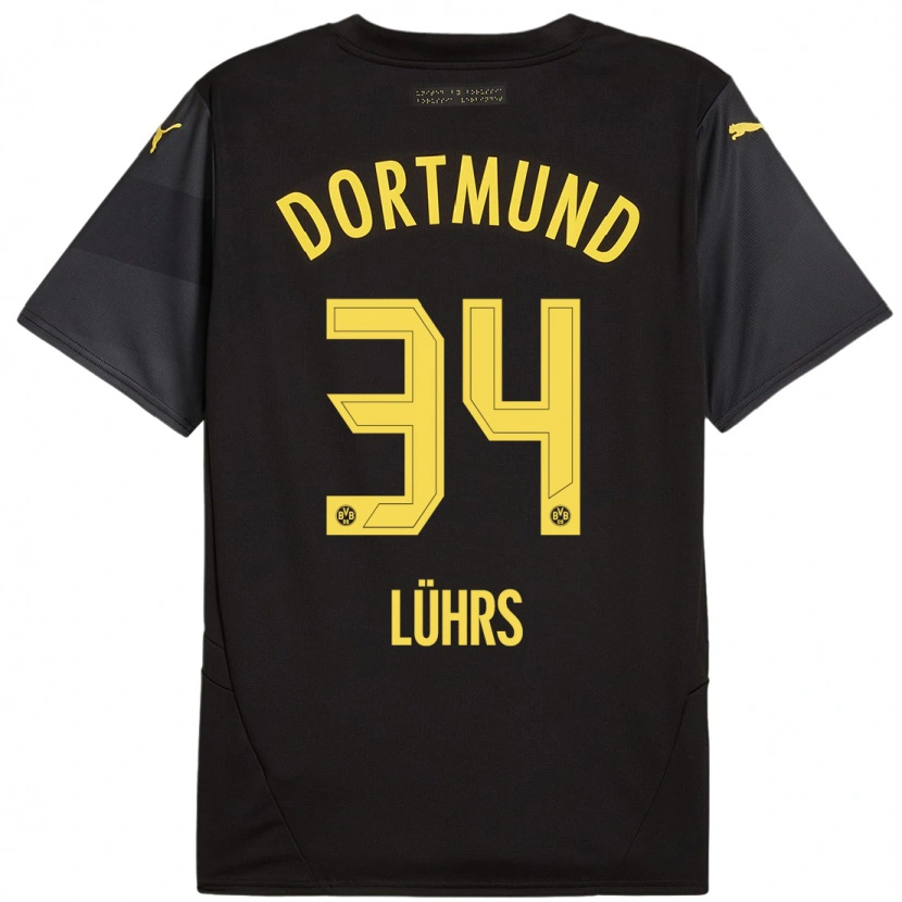 Danxen Uomo Maglia Yannik Lührs #34 Nero Giallo Kit Gara Away 2024/25 Maglietta