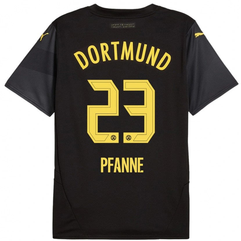 Danxen Uomo Maglia Franz Pfanne #23 Nero Giallo Kit Gara Away 2024/25 Maglietta
