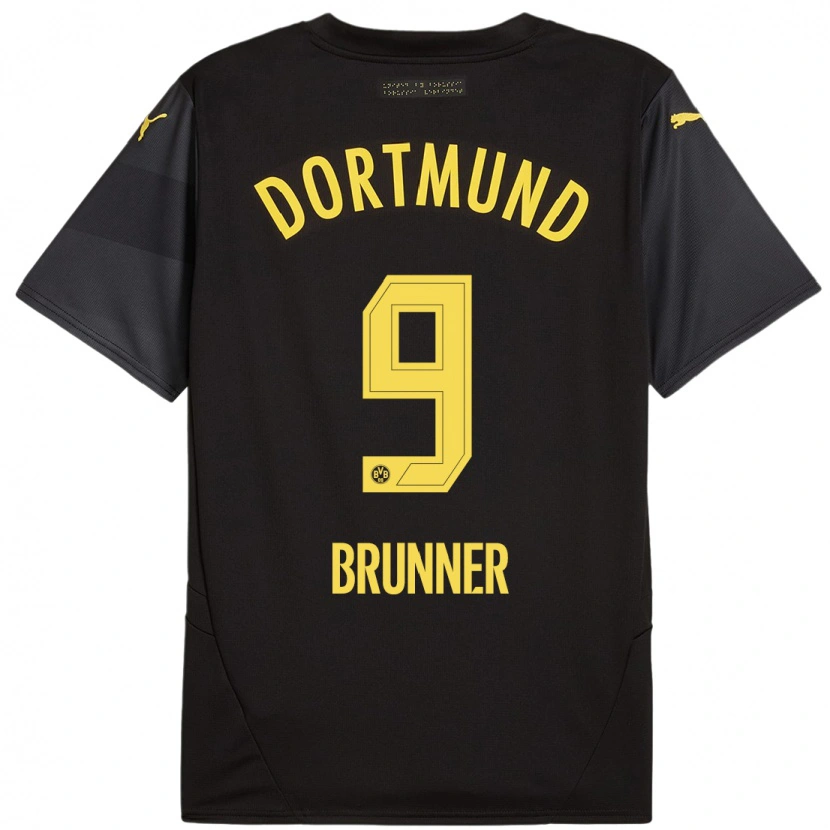 Danxen Uomo Maglia Paris Brunner #9 Nero Giallo Kit Gara Away 2024/25 Maglietta