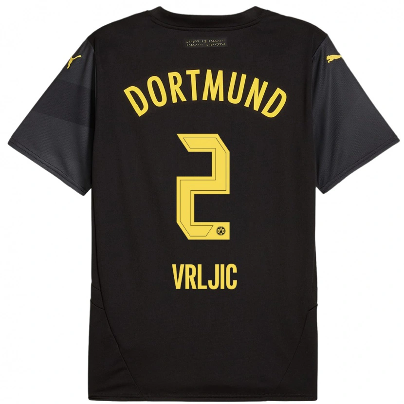 Danxen Uomo Maglia Daniel Vrljic #2 Nero Giallo Kit Gara Away 2024/25 Maglietta