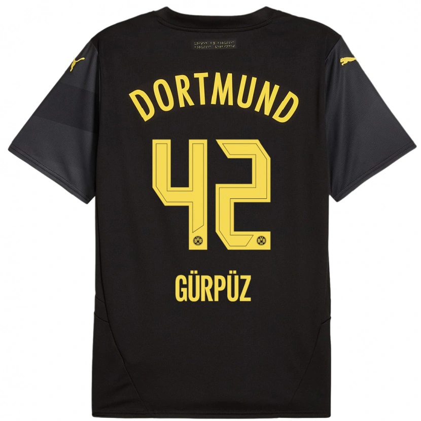 Danxen Uomo Maglia Goktan Gurpuz #42 Nero Giallo Kit Gara Away 2024/25 Maglietta
