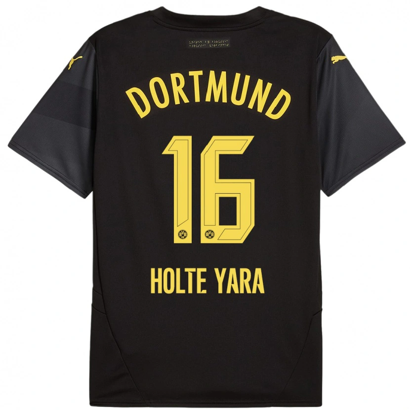 Danxen Uomo Maglia Ten Holte Yara #16 Nero Giallo Kit Gara Away 2024/25 Maglietta