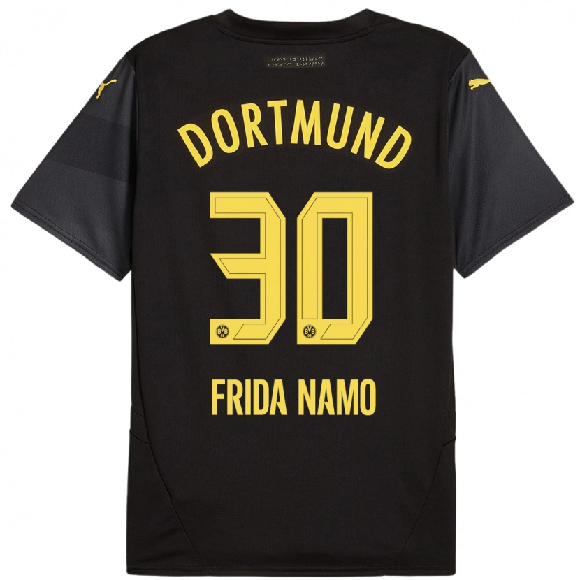 Danxen Uomo Maglia Ronning Frida Namo #30 Nero Giallo Kit Gara Away 2024/25 Maglietta
